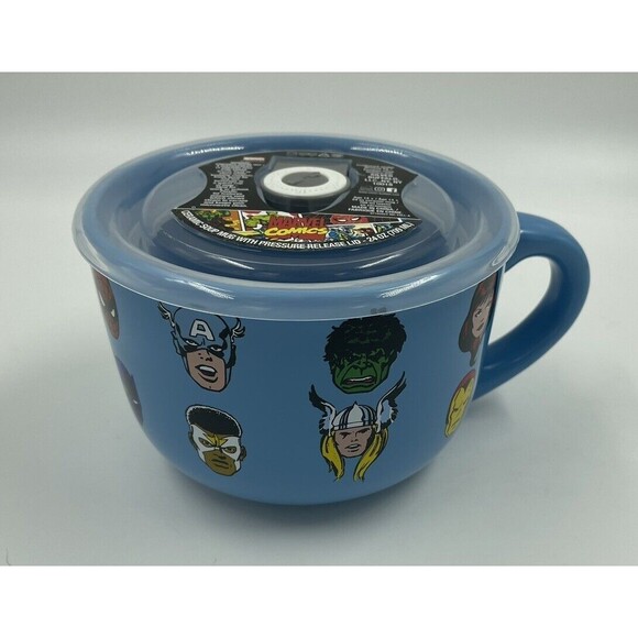 MARVEL COMICS AVENGERs 24oz Coffee / Soup Mug with High Quality Pressure Lid N01 - Picture 1 of 9